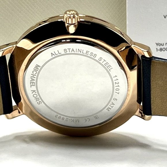 Michael Kors Ladies Pyper Three-Hand Navy Leather Strap Watch MK2893 - Picture 6 of 7